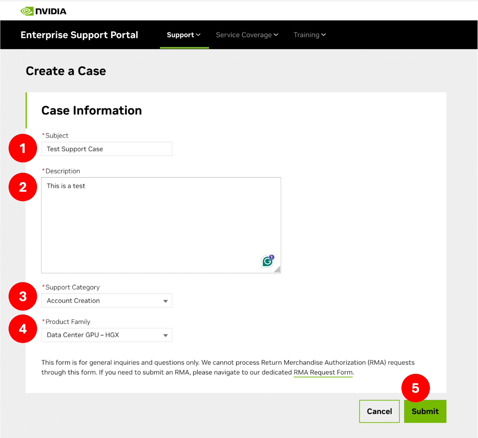 NVIDIA Enterprise Support Portal | RMA Portal User Guide